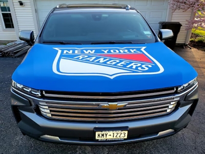 Custom NHL New York Rangers car hood cover flag