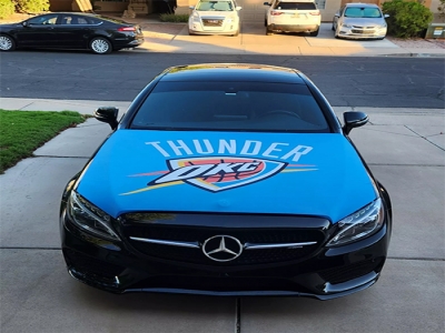 Custom Oklahoma City Thunder car hood flag