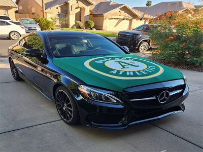 Custom Oakland Athletics car hood flag