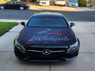 Custom Miami Marlins car hood flag