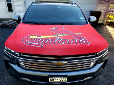 Custom St. Louis Cardinals car hood flag