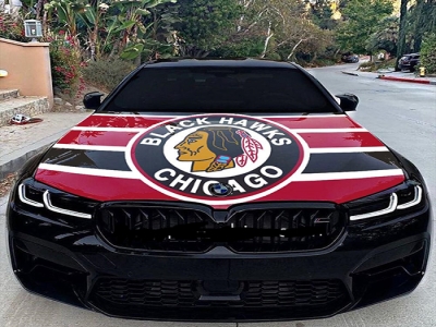 Custom NHL Chicago Blackhawks car hood cover flag