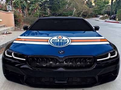 Custom NHL Edmonton Oilers car hood cover flag