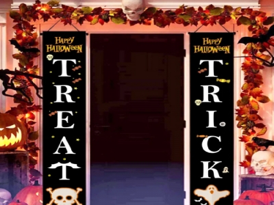 Customized Halloween Happy Door Curtain Flag