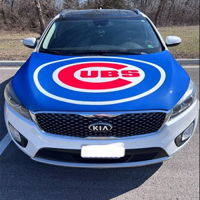 Custom Chicago Cubs hood flag